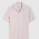 Short-Sleeve Camp Shirt in Crinkled Cotton Blend