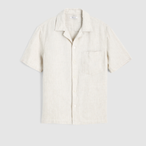 Tipped Knit Button-Up Shirt in Slub Knit Cotton